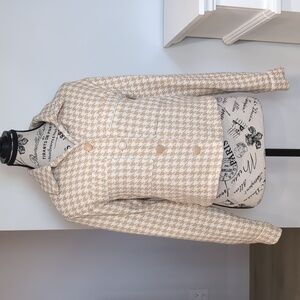 DOLAN ANTHROPOLOGIE | Women's White/Tan Houndstooth Woven Printed Jacket